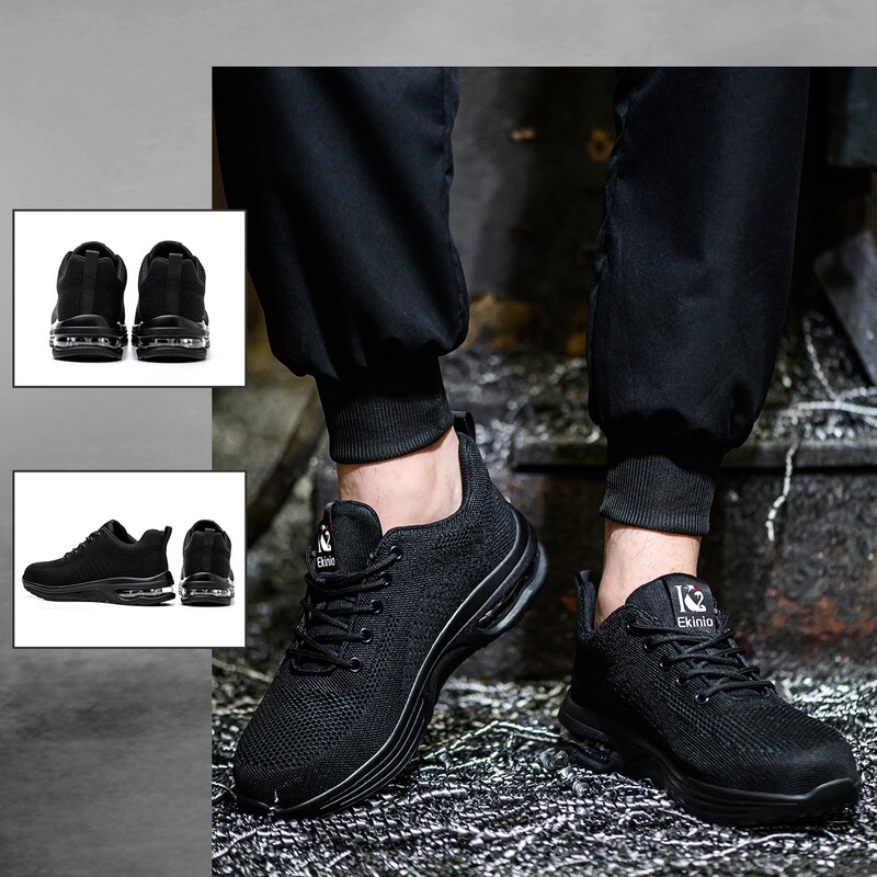 Gaisa spilveni Darba drošības apavi vīriešiem Sievietēm Elpojošas darba kedas Tērauda purngalu apavi Pretduršanas Drošības aizsargapavi