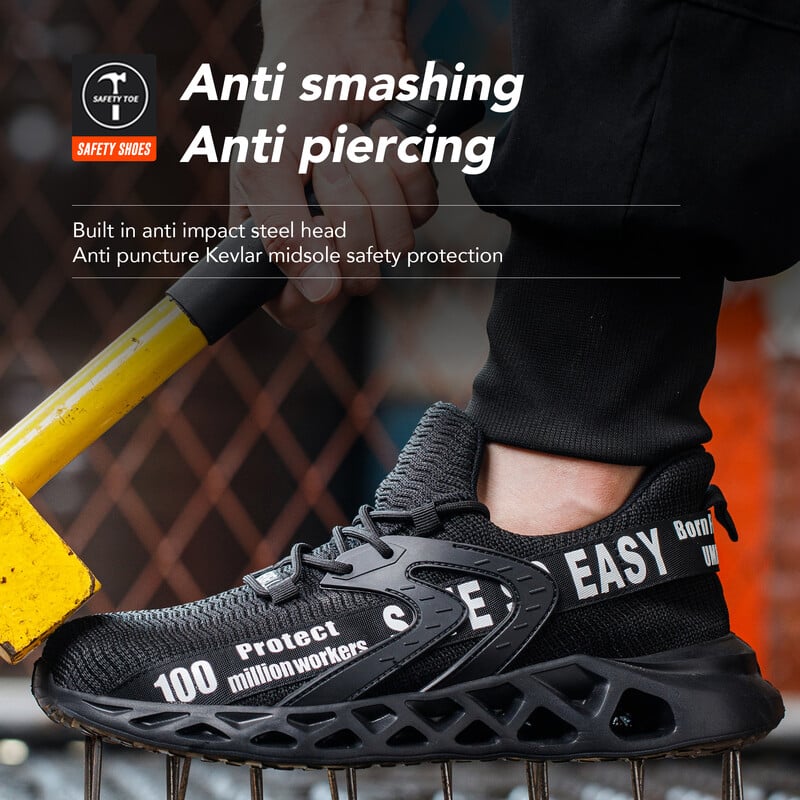 Vyriški darbo saugos batai nuo pradūrimo Darbiniai sportbačiai Vyriški Nesunaikinami darbo batai Vyriški batai Lengvi vyriški batai Saugūs batai
