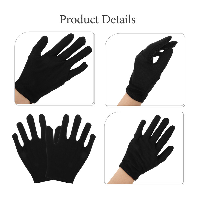 12 perechi mănuși de siguranță bumbac de lucru medical negru fără degete somn industrial cald de protecție domnișoară ciclism