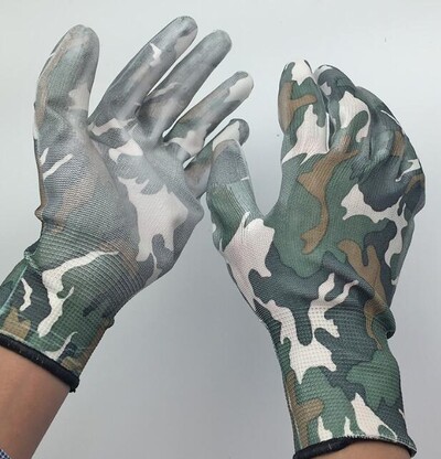 NMSafety 3 Pairs Lightness 13 Game Flower Print Poliestera oderējums pārklāts PU cimdi Sieviešu dārza cimdi Mode