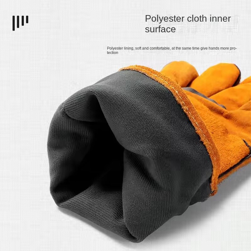 Mănuși lungi anti-opărire în aer liber din piele de vacă, cu izolare termică la temperaturi înalte, mănuși pentru cuptor, mănuși de protecție pentru camping și grătar