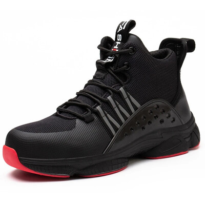 Tērauda purngalu aizsargzābaki vīriešiem darbam neiznīcināmi melni drošības apavi, neslīdoši aizsargapavi Anti-Smash āra drošības apavi