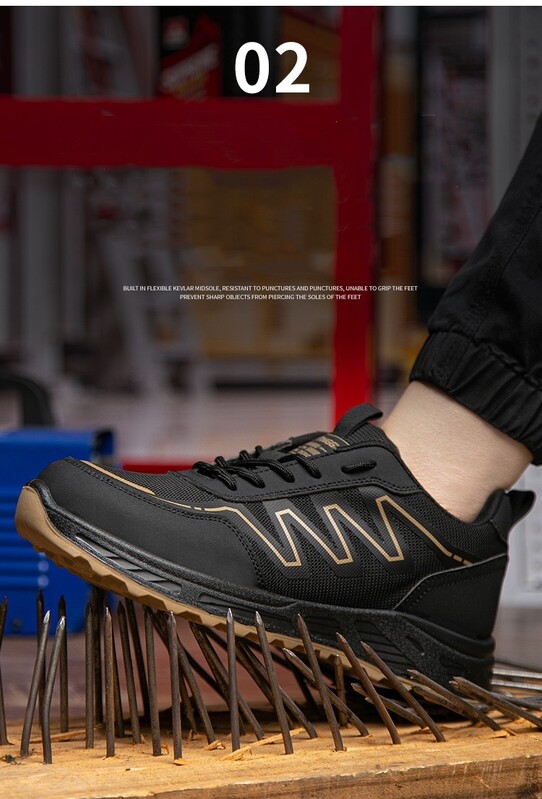 Παπούτσια εργασίας από δέρμα χοίρου που αναπνέει, αντιθραυστικά, αντιτρυπήματα, ανθεκτικά στη φθορά και ασφαλή παπούτσια, ενδιάμεση σόλα Kevlar χαμηλής κοπής