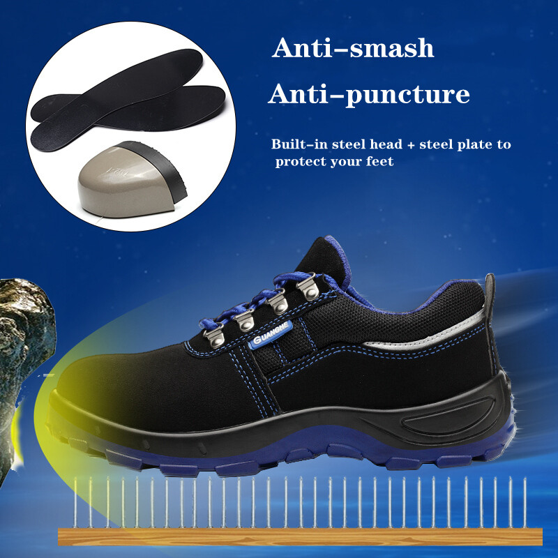 Ατσάλινα παπούτσια ασφαλείας για εργασία ανδρικά δάχτυλα αγελάδας Αναπνεύσιμο, αντιθραυστικό, άφθαρτο ολισθηρό με προστασία casual αθλητικά παπούτσια