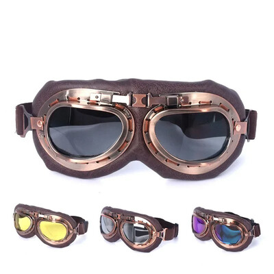 Retro motoros szemüveg szemüveg Vintage Moto Classic szemüveg Harley Pilot Steampunk ATV kerékpáros réz sisakhoz