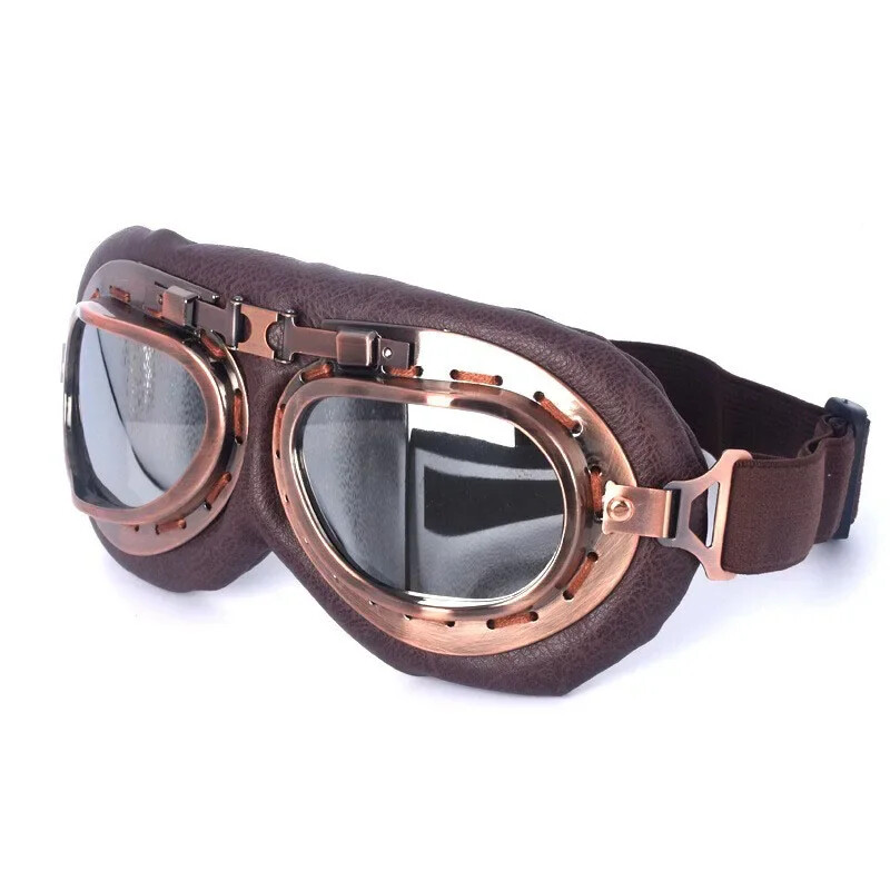 Ретро очила за мотоциклети Очила Vintage Moto Classic Goggles for Harley Pilot Steampunk ATV Bike Copper Helmet