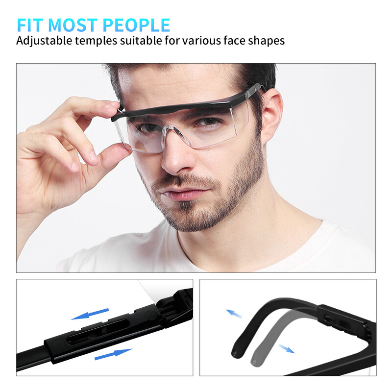 Apsauginiai kompiuteriniai akiniai, apsaugantys nuo smūgio, chemikalai, apsaugantys nuo purslų darbo apsauginiai akiniai, laboratoriniai akiniai, pramoniniai, vėjo dulkėms atsparūs akiniai