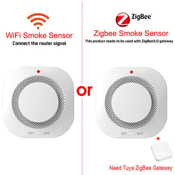 Tuya WiFi ZigBee Интелигентен детектор за дим Сензор Сигурност Противопожарна защита Димна аларма за система за домашна сигурност чрез Smart Life APP