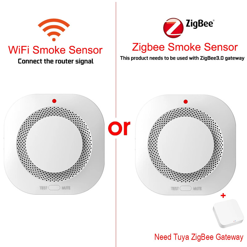 Tuya WiFi ZigBee Smart dūmų detektoriaus jutiklis Apsauga Priešgaisrinė dūmų signalizacija namų apsaugos sistemai per Smart Life APP