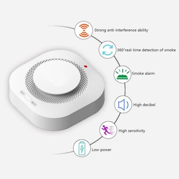 433MHz безжичен детектор за дим, пожароизвестителен сензор за вътрешна домашна безопасност, градинска сигурност