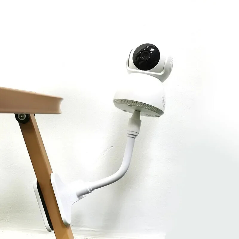 Bez štancēšanas pārnēsājams ar klipu stiprināms tīmekļa kameras statīvs mazuļa monitora kameras turētājam mājās, elastīgs, pagriežams montāžas komplekts, pievienojams gultiņai