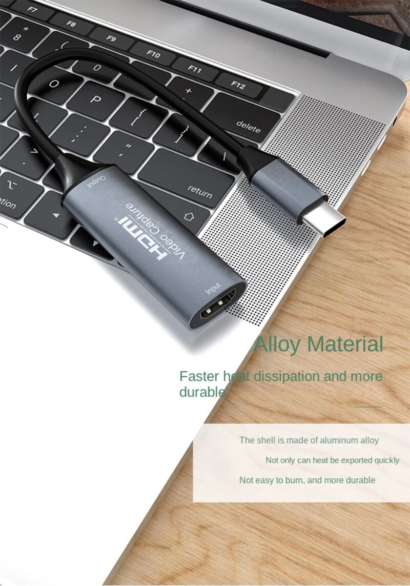 YIGETOHDE Type-C 2.0 video tveršanas karte ar HDMI saderīga 4K 30Hz Game Grabber Record Switch Xbox PS4/5 tiešraides spēlei