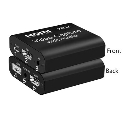 Rullz 4K 60Hz HDMI video tveršanas karte TV cilpa 1080P spēļu ierakstīšanas plate tiešraides straumēšanas kaste USB 2.0 video grabber PS4 kamerai