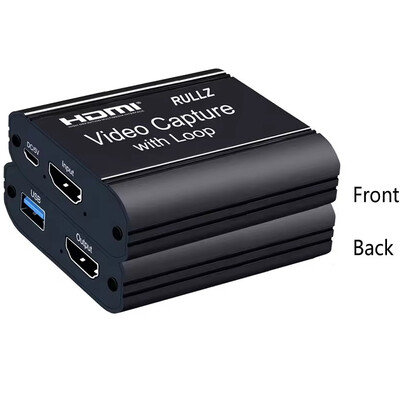 Rullz 4K 60Hz HDMI video tveršanas karte TV cilpa 1080P spēļu ierakstīšanas plate tiešraides straumēšanas kaste USB 2.0 video grabber PS4 kamerai