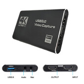 USB3.0 video tveršanas karte OBS ierakstītājam 4K60Hz pārveidotājs 30hz atbalsta mikrofonu datora kamerai projektora uzņemšanas kartei