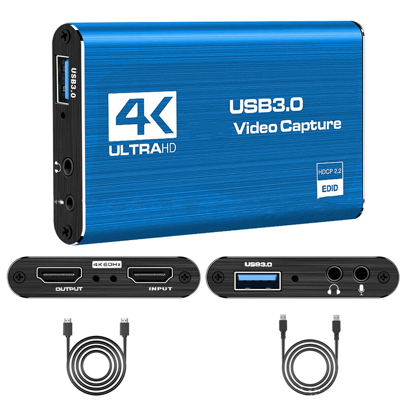 USB3.0 video tveršanas karte OBS ierakstītājam 4K60Hz pārveidotājs 30hz atbalsta mikrofonu datora kamerai projektora uzņemšanas kartei