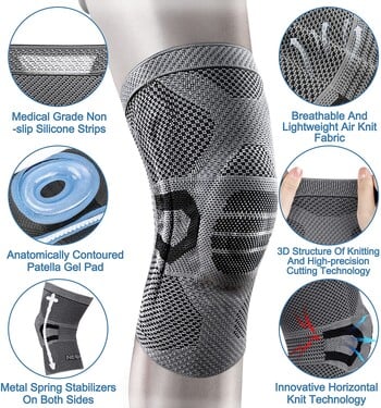 NEENCA Knee Brace Compression Knee Sleeve Support Sports Knee Pad за облекчаване на болката при бягане, тренировка, артрит, възстановяване на ставите