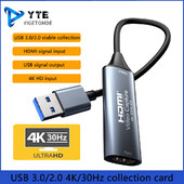 YIGETOHDE USB3.0/2.0 Κάρτα λήψης βίντεο 1080 HDMI συμβατή εγγραφή 4K@30Hz Game Grabber για Switch Xbox PS4/5 Live Broadcast