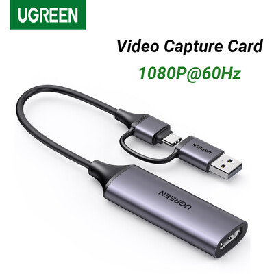 UGREEN HDMI vaizdo fiksavimo kortelė 1080P@60Hz HDMI į USB tipo C vaizdo griebtuvas, skirtas asmeniniam kompiuteriui, fotoaparatui, tiesioginiam transliacijos įrašui