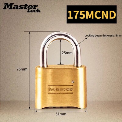 Galvenā slēdzene 175MCND misiņa paroles kombinācijas piekaramā atslēga pret zādzību pret iejaukšanos, pretkorozijas, pretrūsas un ūdensnecaurlaidīga