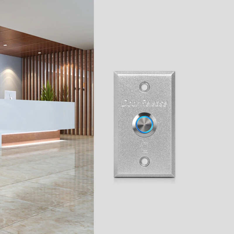 86 * 50 mm aliuminio lydinio mygtuko mygtuko jungiklio išėjimo mygtukas Durelių atleidimas, skirtas durų spynos prieigos kontrolės vartų atidarytuvui