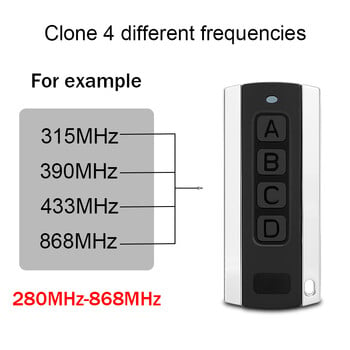 4 в 1 280MHz-868MHz Мултичестотен Дубликатор за дистанционно управление на гаражна врата 868MHz 433MHz Дистанционно управление на вратата Отворател на гаражна врата