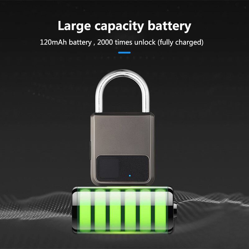 Încărcare USB fără cheie Blocare ușă Lacăt inteligent cu amprentă Deblocare rapidă Din aliaj de zinc Chip de auto-imaginare Blocare cu amprente