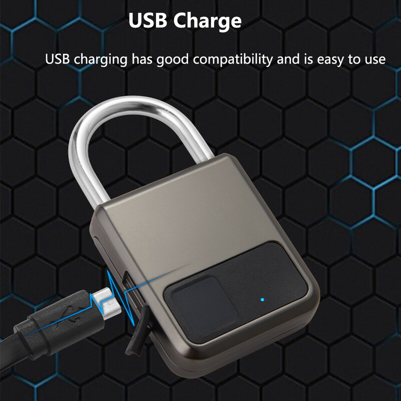 Încărcare USB fără cheie Blocare ușă Lacăt inteligent cu amprentă Deblocare rapidă Din aliaj de zinc Chip de auto-imaginare Blocare cu amprente