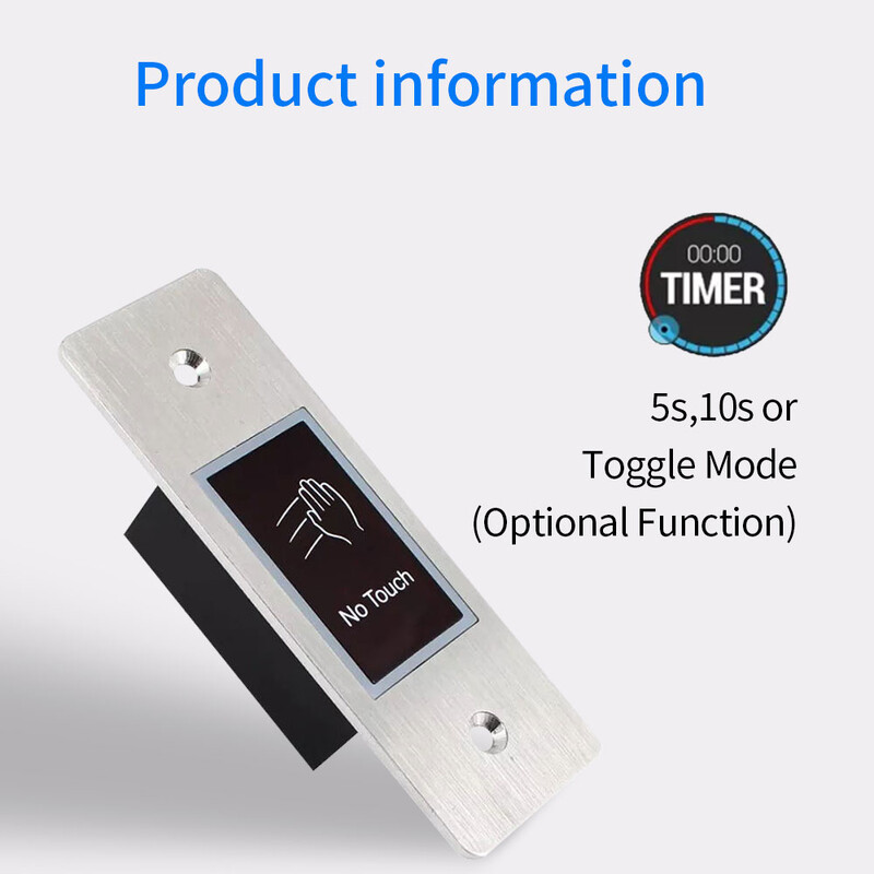 Integruotas foninis apšvietimas bekontakčio infraraudonųjų spindulių jungiklio išėjimo mygtukas Belaidžio laidinio išėjimo be prisilietimo jungiklis IP54 vandeniui atsparių durų prieigos valdymas