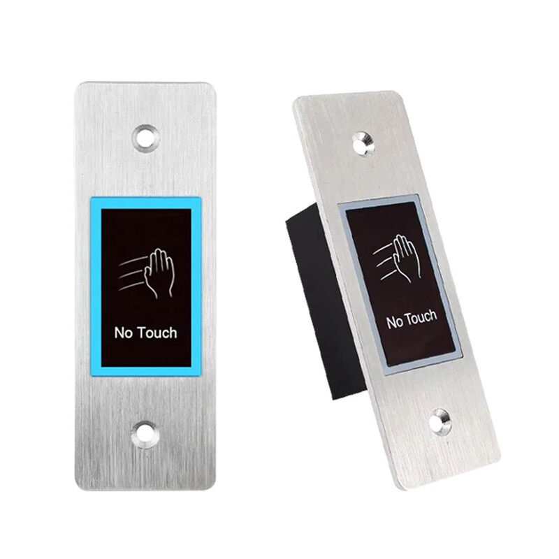 Integruotas foninis apšvietimas bekontakčio infraraudonųjų spindulių jungiklio išėjimo mygtukas Belaidžio laidinio išėjimo be prisilietimo jungiklis IP54 vandeniui atsparių durų prieigos valdymas