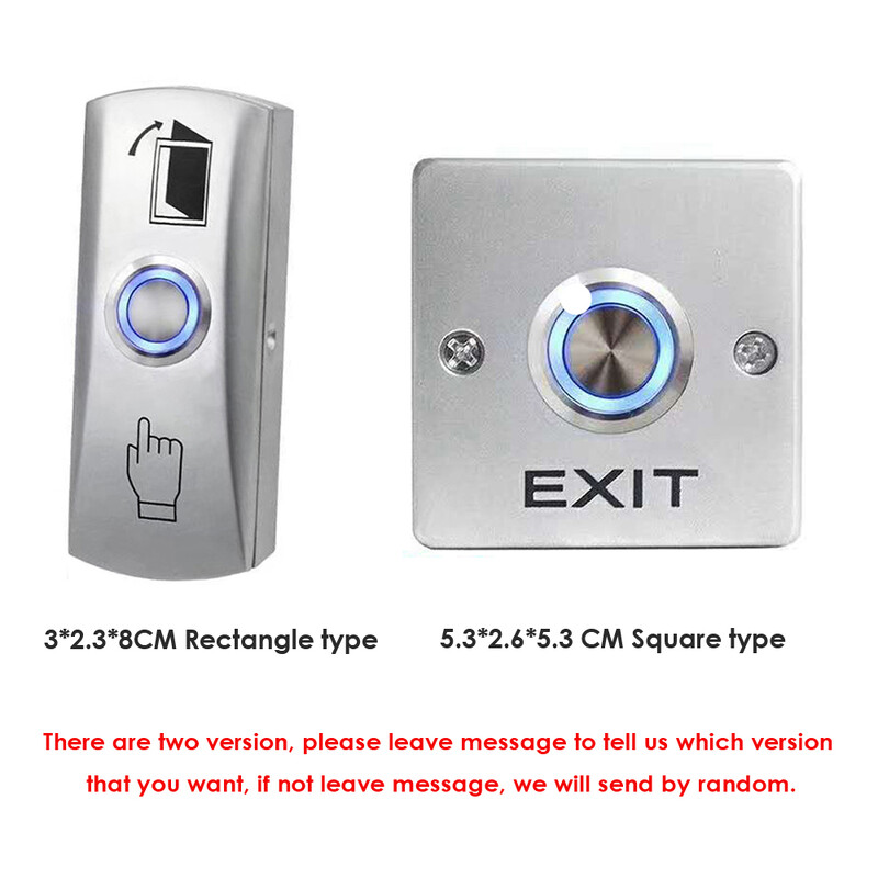 Cinko lydinio išėjimo mygtuko jungiklis NO/COM durų sistemos paspaudimo išėjimo atleidimo mygtuko jungiklis, skirtas prieigos kontrolės foninio apšvietimo mygtukas
