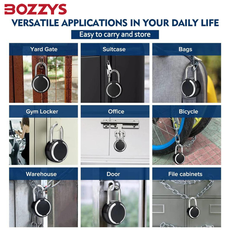 BOZZYS Tuya pirkstu nospiedumu slēdzene mājsaimniecības slēdzene mobilā tālvadības ierīce Bluetooth atbloķēšanas cinka sakausējuma elektroniskā slēdzene, ūdensizturīga