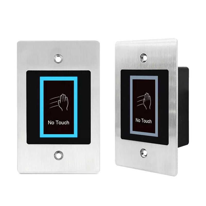 Infraraudonųjų spindulių bekontakčio išėjimo atleidimo jungiklio mygtukas be jutiklinio jungiklio IP54 atsparus vandeniui laidinio delsos prieigos valdymo sistema Metalinis apšvietimas