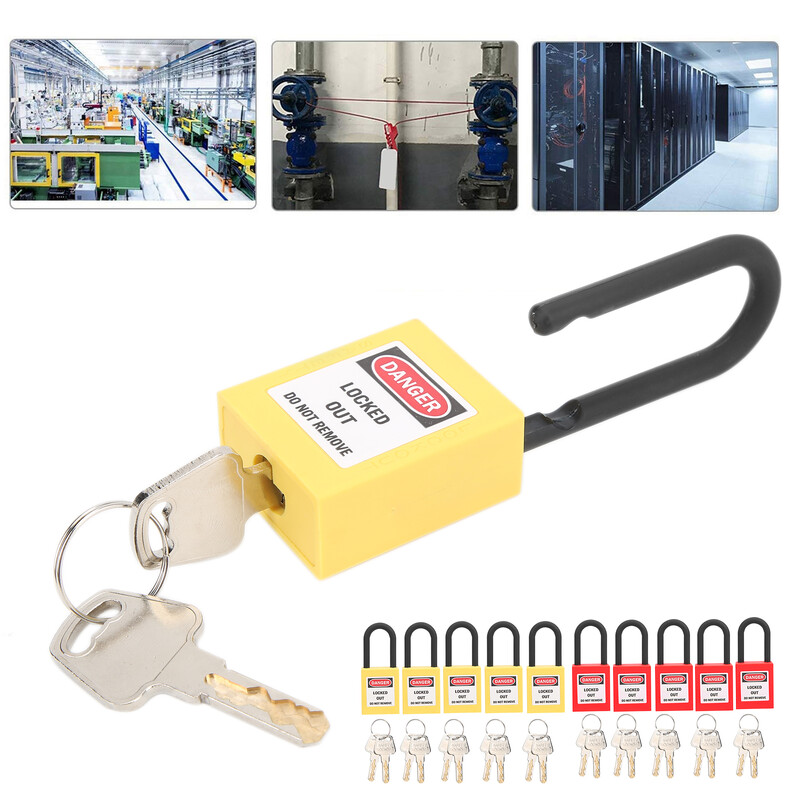5 seturi de lacăt de blocare, 38 mm, din nailon, lacăt de securitate rezistent la praf pentru blocare de blocare a șantierului industrial Instrument de siguranță pentru lacăt