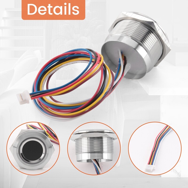 R503 ümmargune ümmargune RGB rõnga indikaator LED-juhtimine DC3,3V MX1,0-6 kontaktiga mahtuvusliku sõrmejäljemooduli anduri skanner