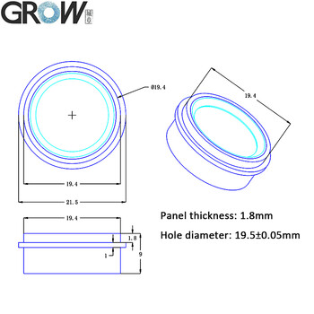 GROW R502-F RGB LED водоустойчив малък DC3.3V диаметър 21.5mm SH1.0-6pin капацитивен кръгъл LED модул за пръстови отпечатъци сензор скенер