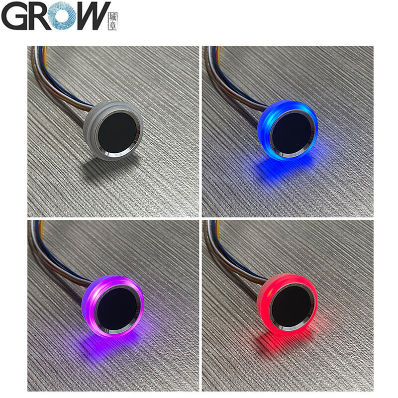 GROW R502-F RGB LED veekindel väike alalisvoolu 3,3 V läbimõõt 21,5 mm SH1,0-6 kontaktiga mahtuvuslik ümmargune LED-sõrmejäljemooduli anduri skanner