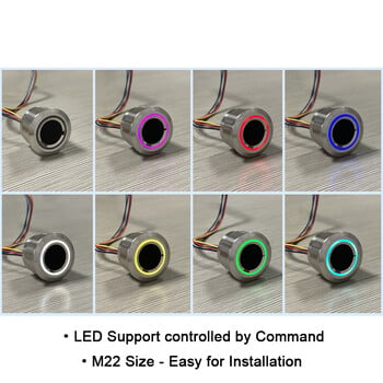 R503-M22 DC3.3V 200 Капацитет Пръстен Светлинен индикатор LED управление Кръгъл модул за пръстови отпечатъци Скенер за Arduino Контрол на достъпа