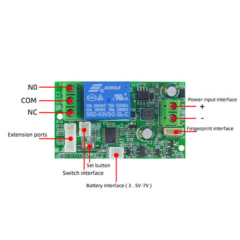 Контролният модул за идентификация на реле за пръстови отпечатъци V2 DC7V-30V има множество регулируеми режими,