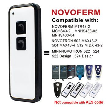 NOVOFERM MINI-NOVOTRON 522 524 Τηλεχειριστήριο γκαραζόπορτας 433,92mhz Κυλιόμενος κωδικός Πύλης Μπρελόκ