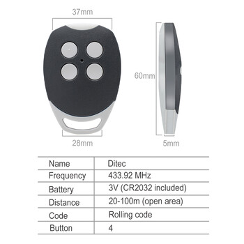 2 τύποι για DITEC GOL4 Rolling Code & DITEC Gol4C Fixed Code Clone 433,92mhz Πομπός τηλεχειριστηρίου γκαραζόπορτας