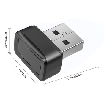 USB четец на ключове за пръстови отпечатъци Anti-Spoofing Биометричен скенер за пръстови отпечатъци за Windows Hello Dongle PC Mini Security Key 360° Touch