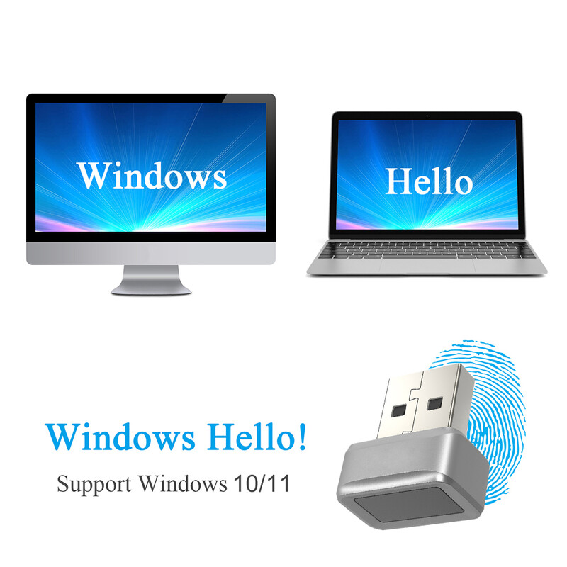 USB pirkstu nospiedumu atslēgu lasītāja modulis operētājsistēmai Windows 7 8 10 11 Hello biometriskā skenera piekaramā atslēga klēpjdatoriem PC pirkstu nospiedumu atbloķēšanas modulis
