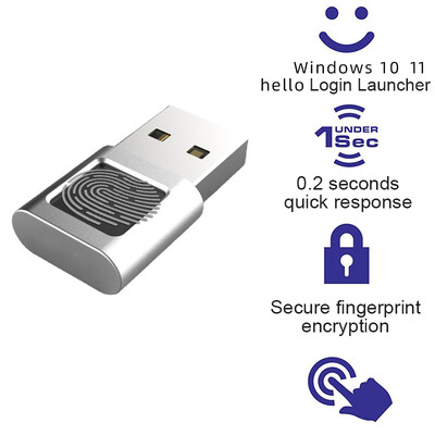 USB pirštų atspaudų skaitytuvas, skirtas „Windows 10“ / 11 „Hello“, skirtas nešiojamam kompiuteriui biometrinis skaitytuvas, užraktas be slaptažodžio Prisijungimo atrakinimo modulis