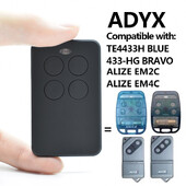 ADYX Дистанционно управление за гаражни врати 433MHz ADYX TE4433H BLUE, 433-HG BRAVO,ALIZE EM2C Ключодържател за порта Rolling Code