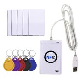 NFC ACR122U Αναγνώστης έξυπνης κάρτας RFID Εγγραφής Αντιγραφέας Αντιγραφέας Εγγράψιμο λογισμικό κλώνου USB S50 13,56mhz ISO 14443+5 τμχ Ετικέτα UID