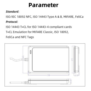 NFC ACR122U Αναγνώστης έξυπνης κάρτας RFID Εγγραφής Αντιγραφέας Αντιγραφέας Εγγράψιμο λογισμικό κλώνου USB S50 13,56mhz ISO 14443+5 τμχ Ετικέτα UID