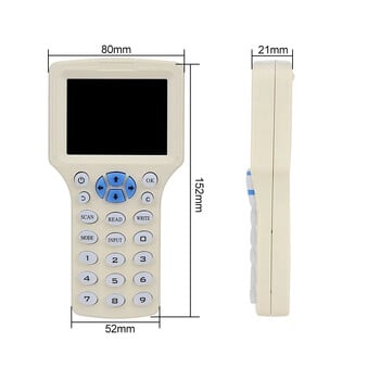 10 Συχνότητα NFC Smart Card Reader Writer Writer 125K 13,56MHz RFID Copier USB Fob Programmer Copy Encrypted Key Replicator