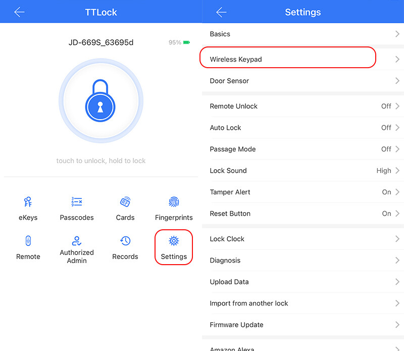 Ασύρματο ψηφιακό πληκτρολόγιο TTLOCK Λειτουργεί με έξυπνες συσκευές Bluetooth TTLOCK Κλείδωμα δακτυλικών αποτυπωμάτων