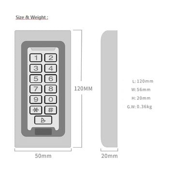 Μεταλλικό πληκτρολόγιο RFID System Control Access Support Wiegand 26 Output Proximity Card Standalone Door Access Controller 2000 Users